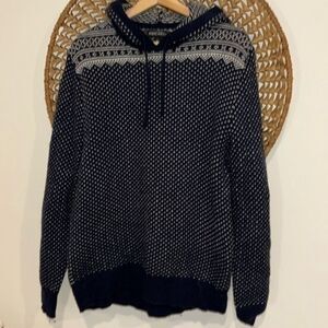 J. Crew mercantile blue and white hooded sweater size large